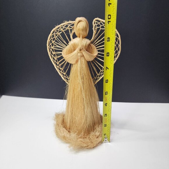 Vintage Handmade Folk Art Straw Angel Doll Figure Display 10'' with Wings - Picture 6 of 7